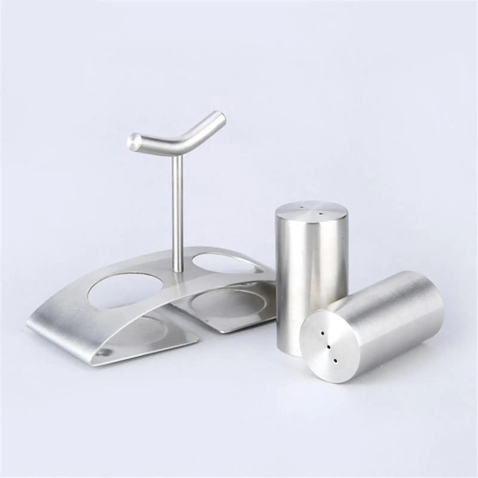 Set di 2 Contenitori Antipolvere in Acciaio Inox con Supporto per Spezie, Ideali per Cucina, Camper, Casa, Matrimoni e Campeggio