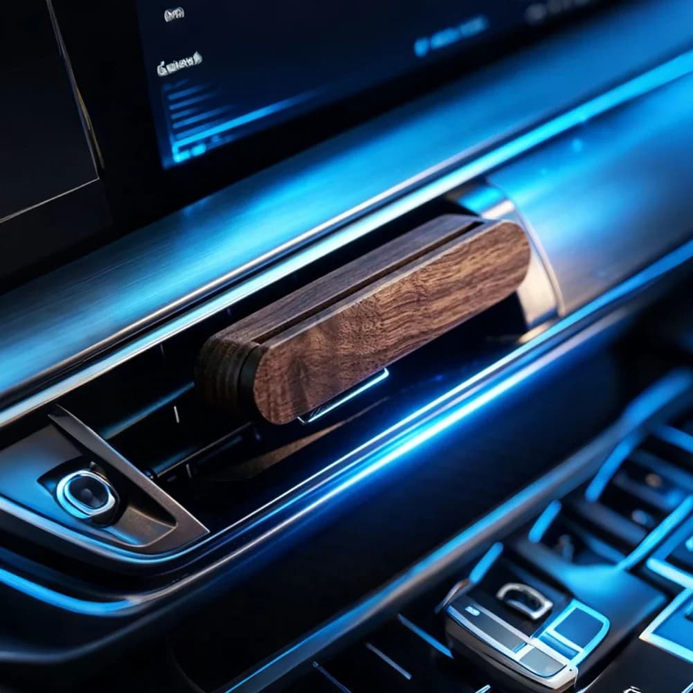 Auto Air Outlet Perfume Freshener Car Aroma Diffuser Vent Clip Wood Essential Oil Aromatherapy Holder with Fiber Diffuser Sticks
