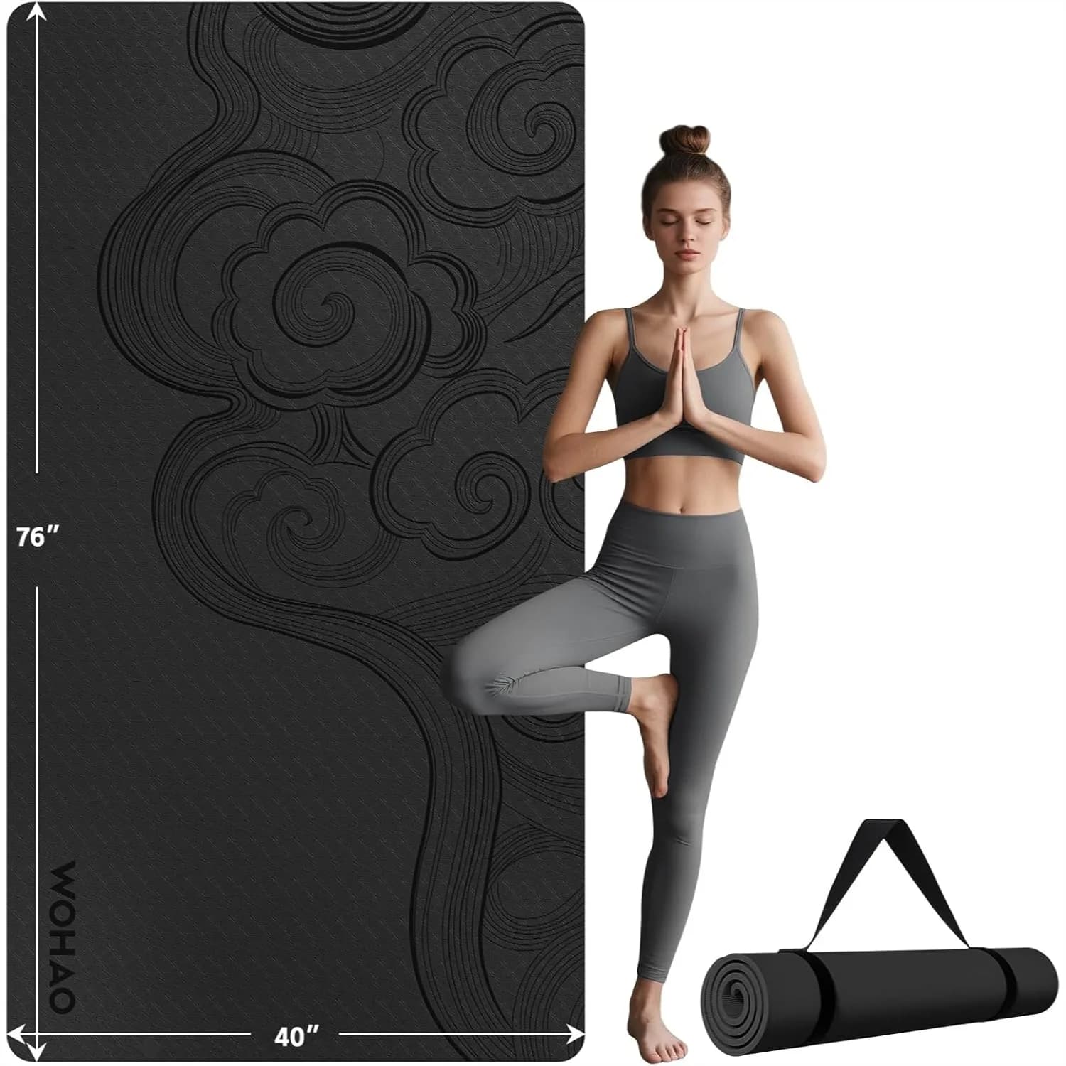 Tappetino Yoga Grande 193x102x1 cm - Tappetino Extra Largo Antiscivolo per Stretching, Palestra e Allenamenti a Casa