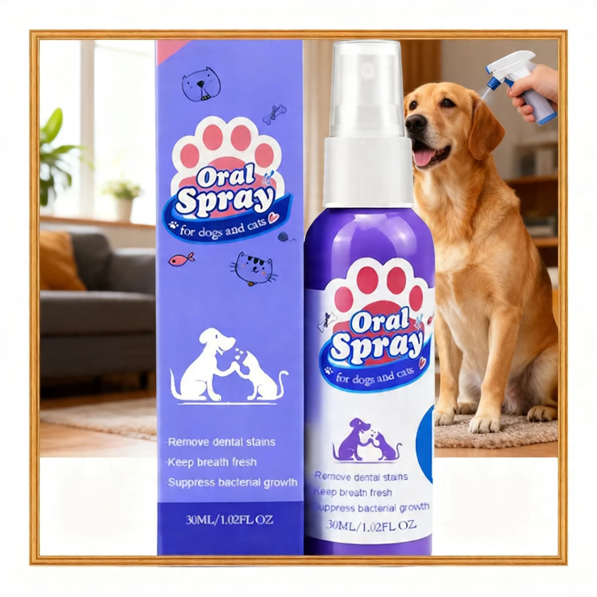 Spray Orale per Cani 30ml, Cura dei Denti, Elimina l'Alito Cattivo, Deodorante, Rimuovi Placca, Accessori per Animali Domestici