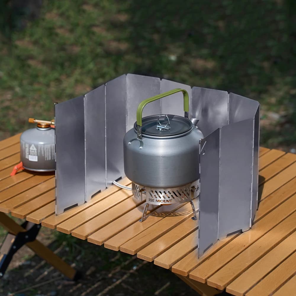 10 Plates Foldable Gas Stove Windshield Outdoor Camping Cooking Burner Aluminium Alloy Windproof Screen Stove Wind Shield