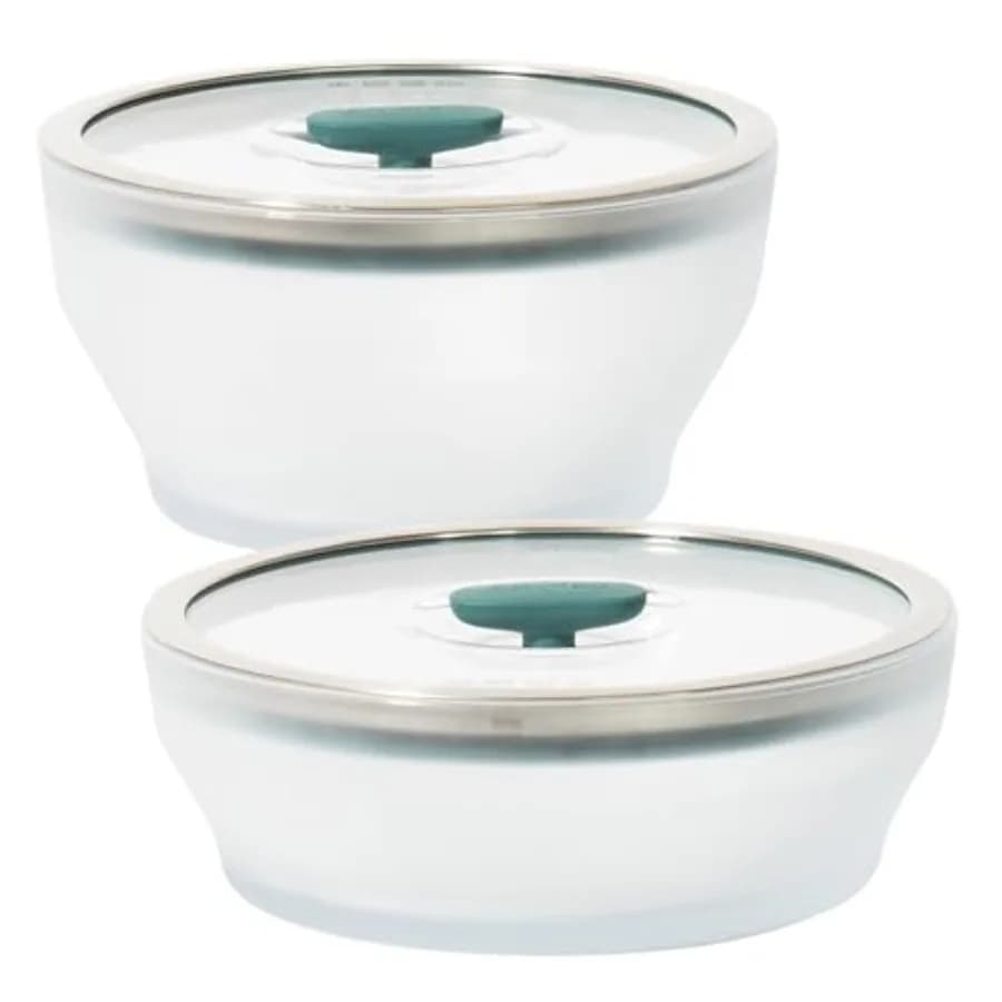 Set da 4 Pezzi per Cucina a Microonde e Contenitori in Vetro con Coperchi in Vetro, Contenitori Medi Senza Plastica, Impilabili, Vaporiera Ventilata