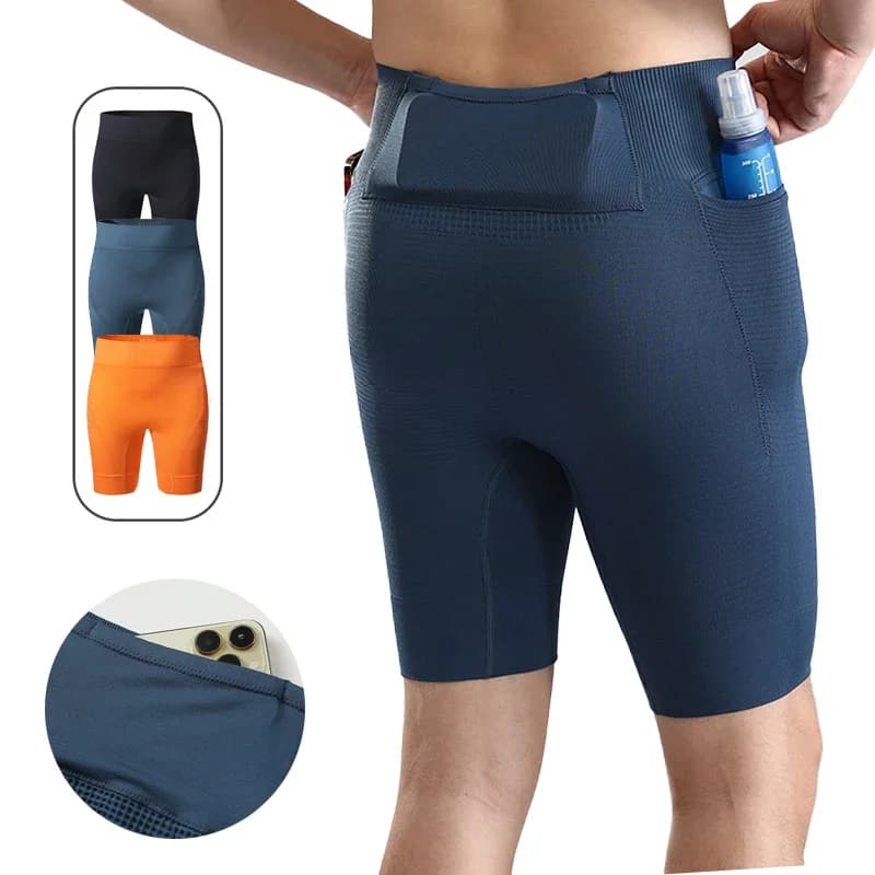 Pantaloncini Sportivi da Uomo con Tasca Posteriore, Shorts Compressivi ad Asciugatura Rapida per Corsa, Maratona e Allenamento