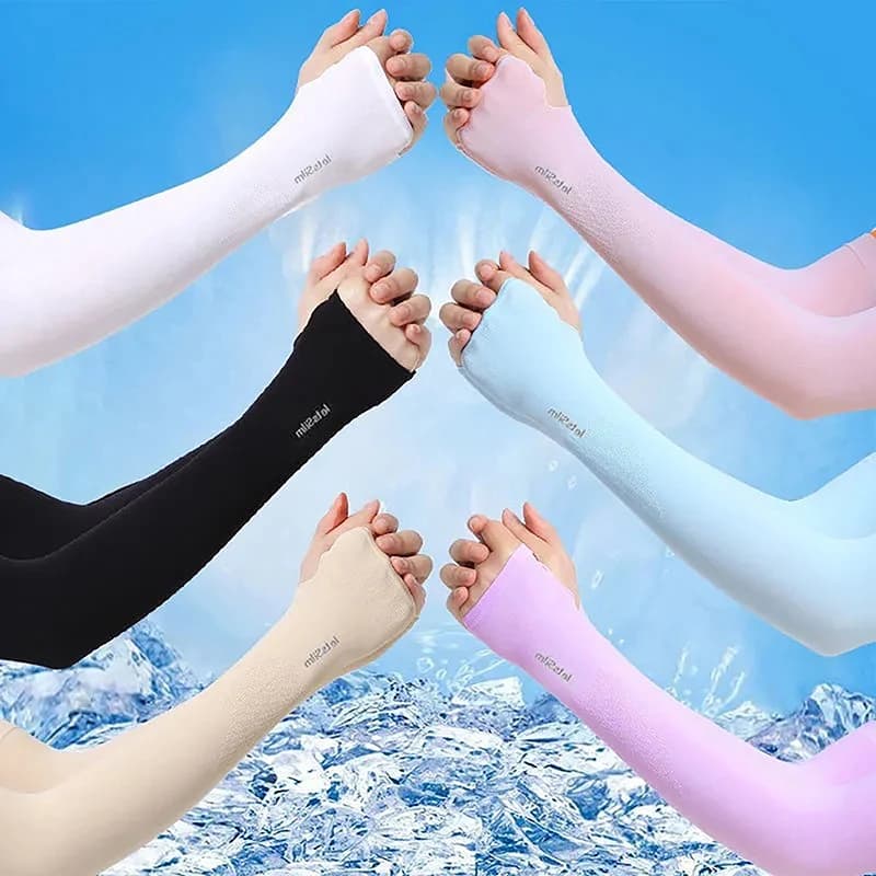 Women's UV Solar Sleeves Cycling Gloves without finger Cool Muff Summer Ice Silk Elastic Arm Cover Sleeve Anti-scotting