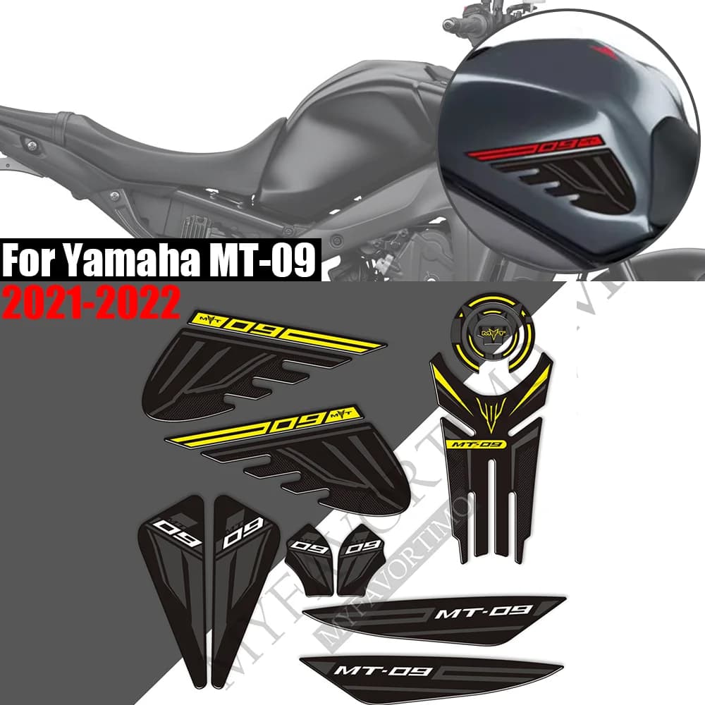 For Yamaha MT-09 MT09 sp 2021 2022 Fuel Tank Pad Sticker Motorcycle Tank Protector Epoxy resin Decals Waterproof MT FZ 09 SP