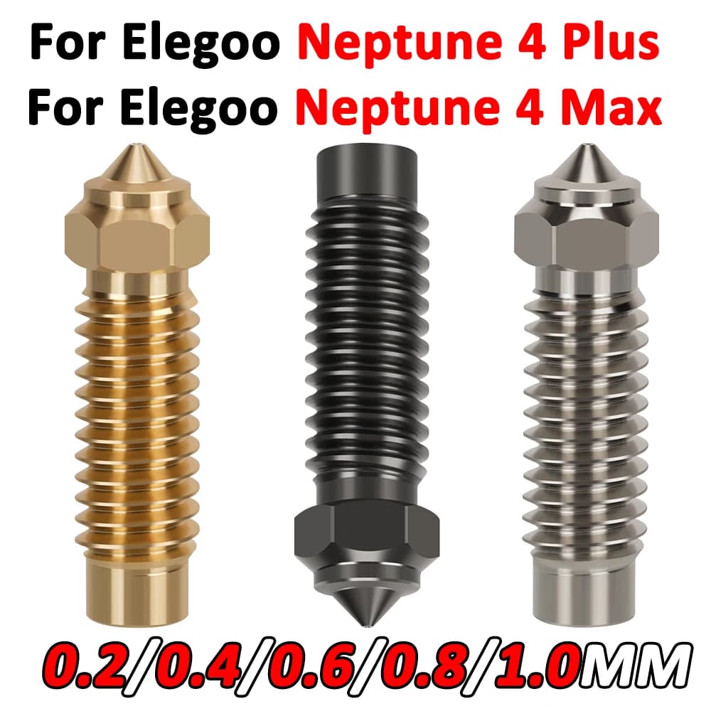 Per Elegoo Neptune 4 Max/4 Plus Ottone Placcato Rame Ugello in Acciaio Temprato Ugello Aggiornato Ugelli Ad Alta Velocità Kit Hotend