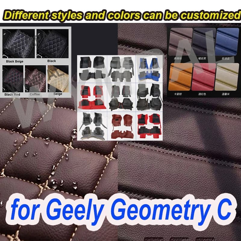 Tappetini per auto personalizzati LUSSO per Geely Geometry C 2020-2022 Anno Accessori per auto in pelle ecologica Dettagli interni