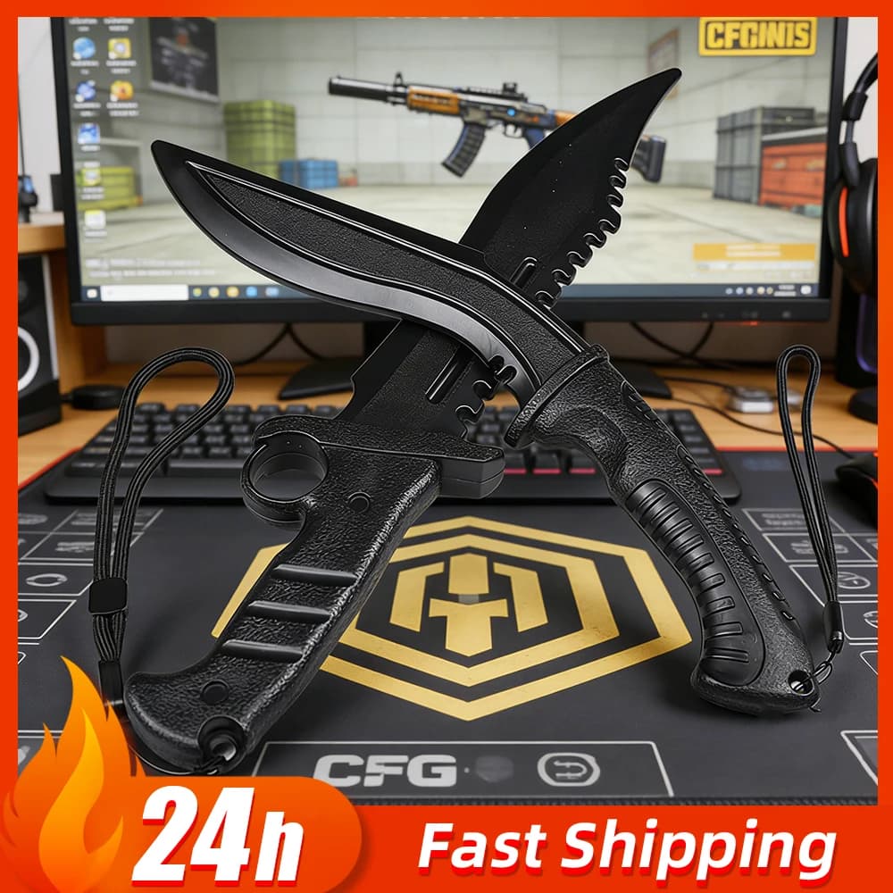 Modello di karambit nepalese da 32 cm in plastica rigida, accessorio per il gioco GO, replica tattica simulata, coltello giocattolo non affilato, regalo per ragazzi