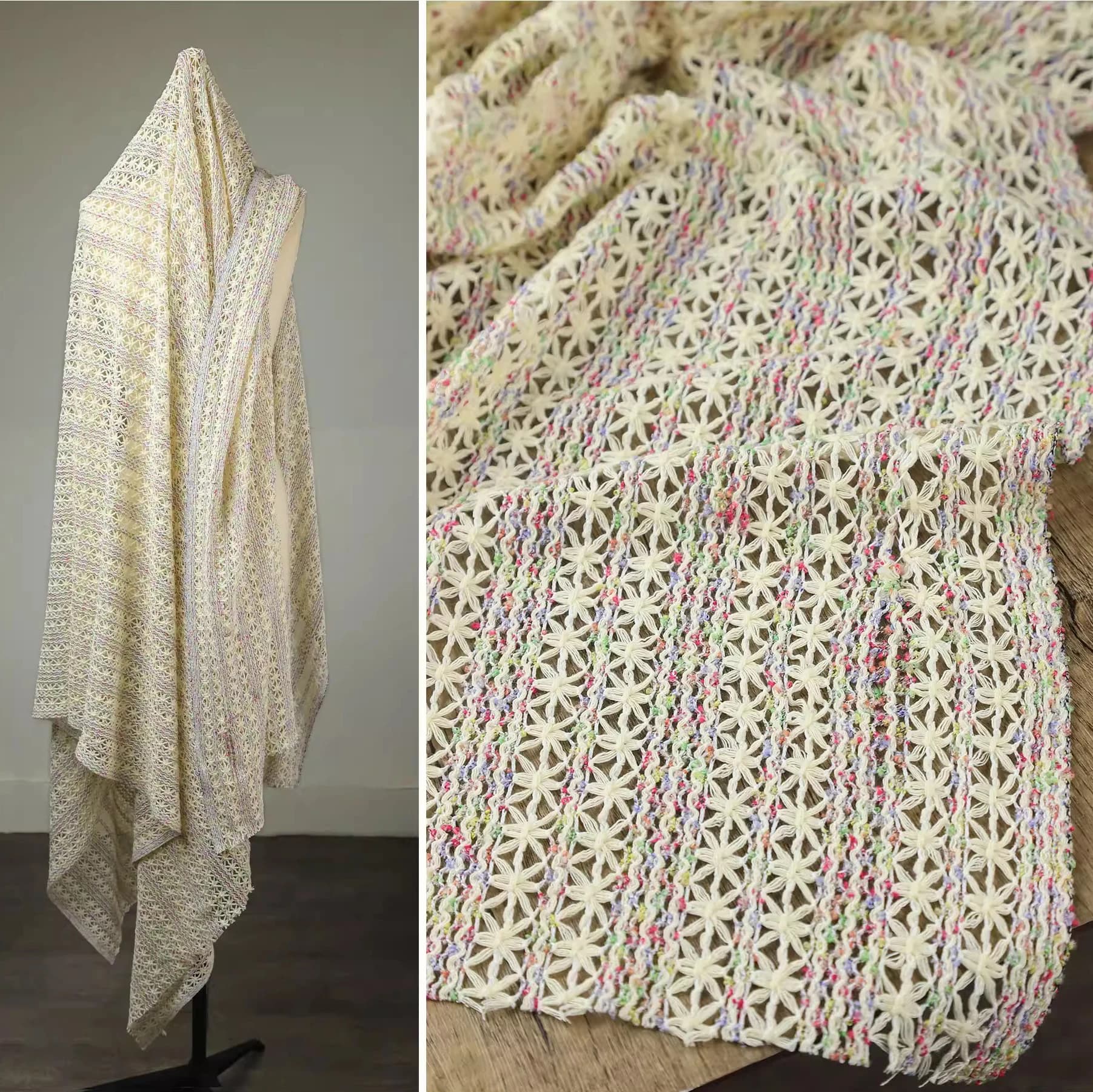 Tessuti per maglieria all'uncinetto da 1 metro Micro filato elastico a strisce scava fuori telas para costura Cardigan abbigliamento tessuto da cucito fai da te