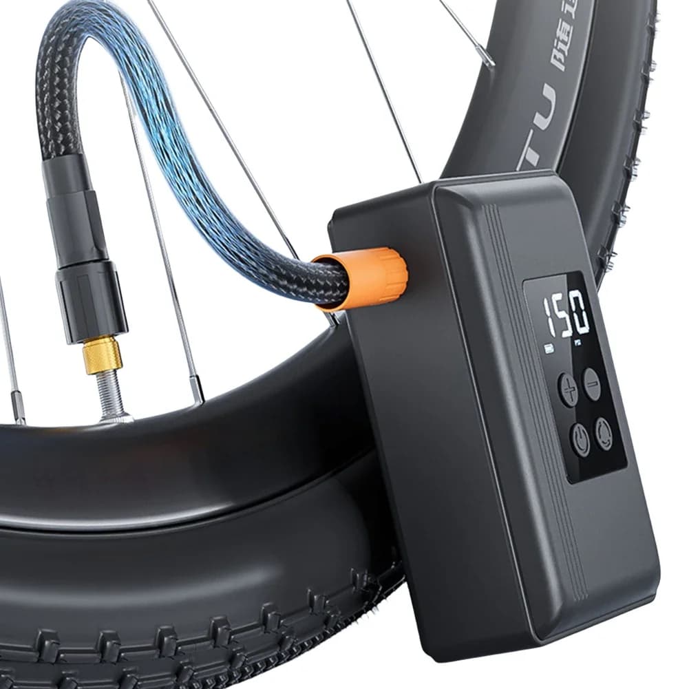 120 PSI High Pressure Electric Bike Pump Tire Pressure Monitor Digital Gauge USB Rechargeable Presta/Schrader Valves for
