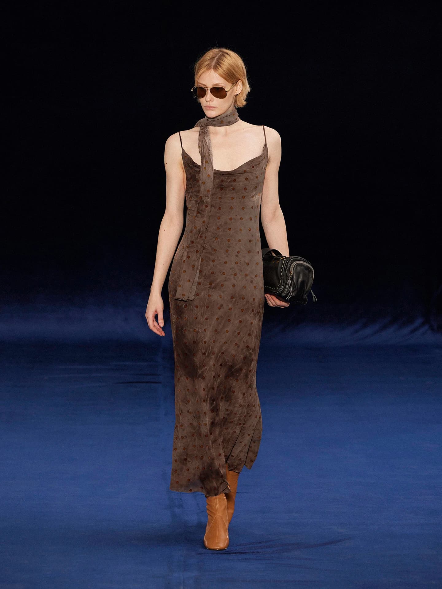 Randpiee Touch Series: Abito Estivo da Donna in Poliestere con Collo a Coda di Rondine e Sciarpa in Seta, Stile Vintage
