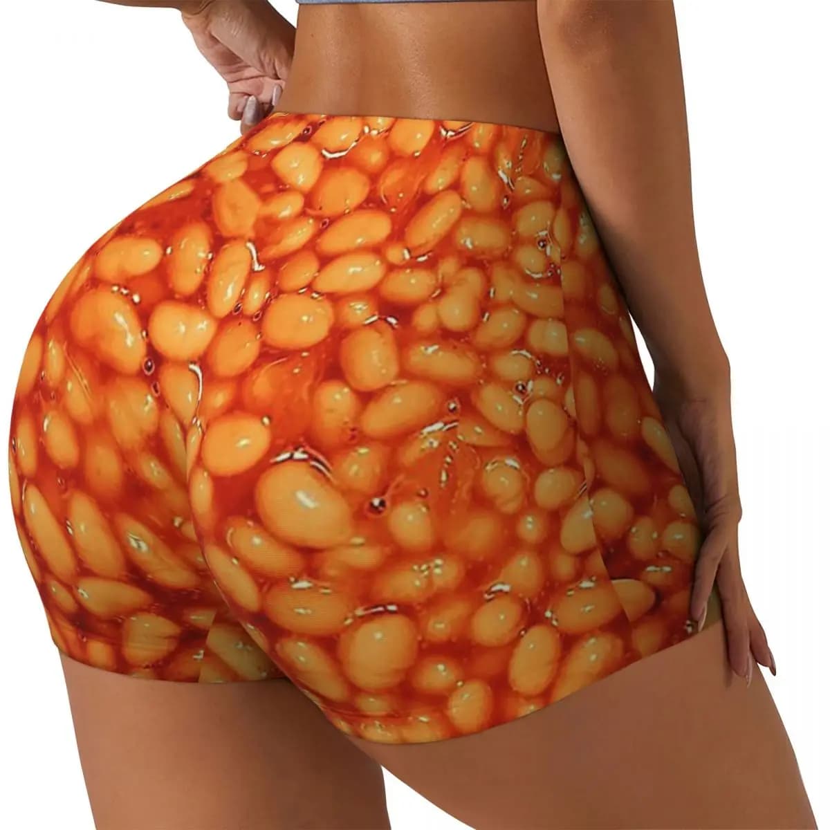 Pantaloncini da corsa per allenamento in palestra da donna con modello di fagioli personalizzati in cose Pantaloncini da yoga per motociclisti da pallavolo atletico