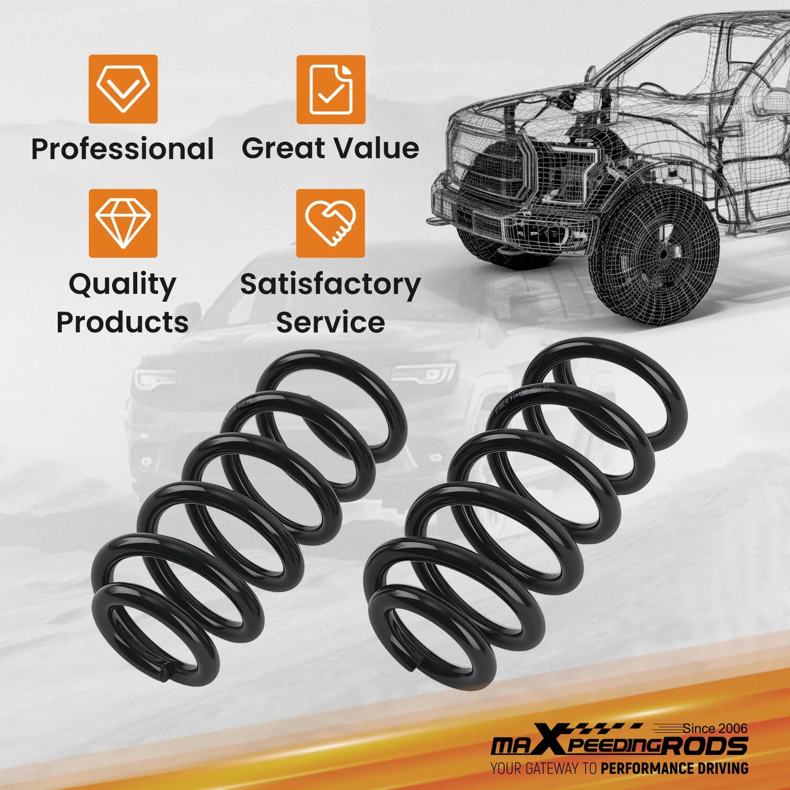 Kit di Abbassamento Anteriore da 3 Pollici per Ford Ranger Tutti i Modelli 2WD 1983-1997 con Molle Elicoidali