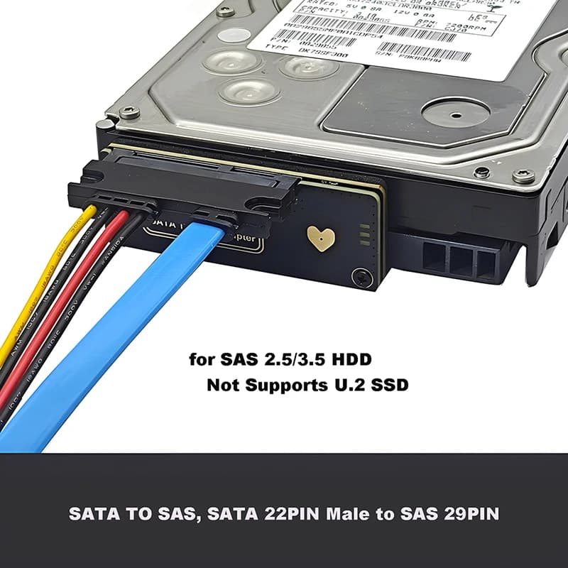 Scheda di estensione SATA 3.0 a SAS SSD Adattatore convertitore SATA 22PIN a SAS 29PIN Unità a stato solido Sata 7 + 15PIN Cavo di collegamento esterno