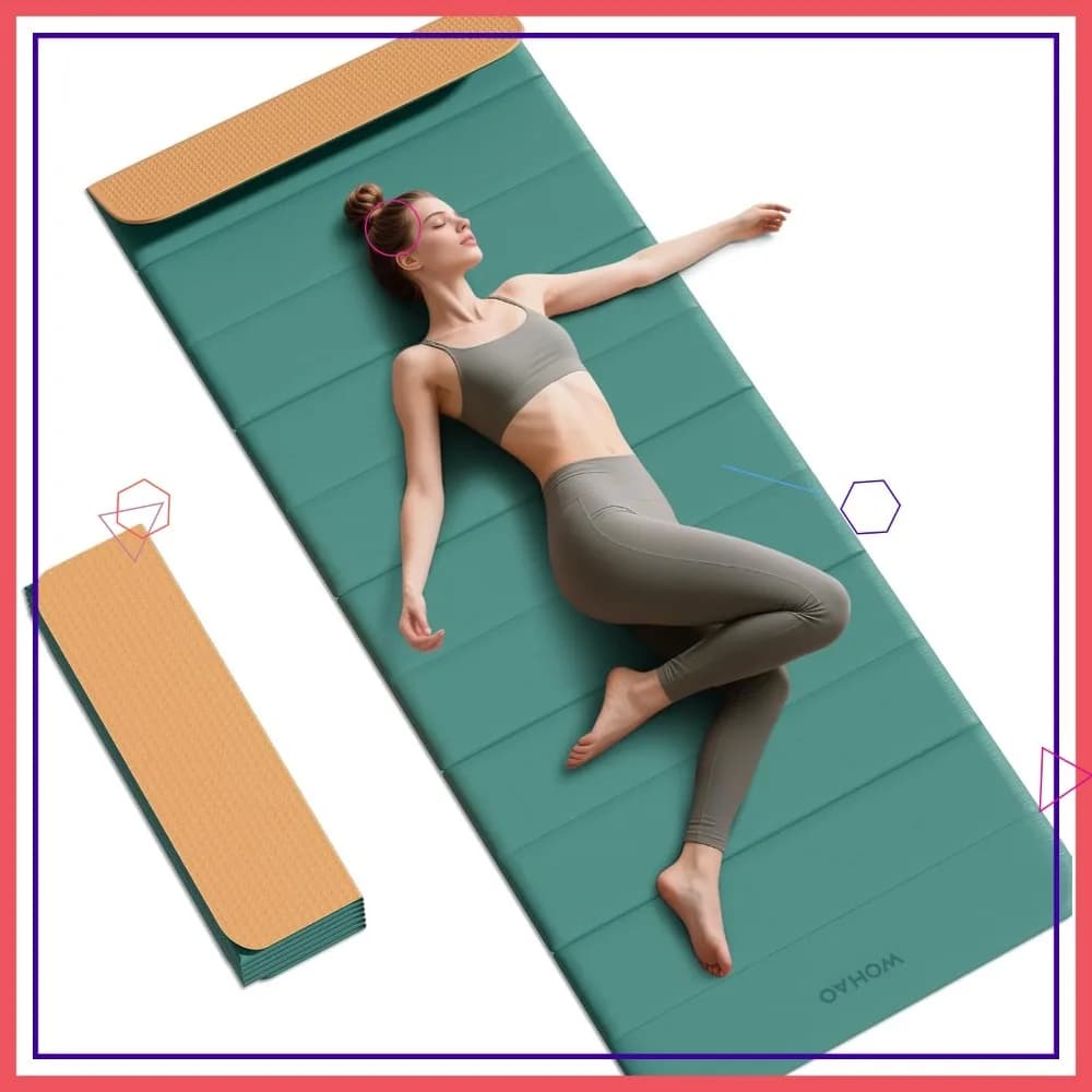 Tappetino Yoga Pieghevole in 12 Parti Antiscivolo 190x66x1cm - Compatto per Viaggi, Allenamento, Pilates e Meditazione