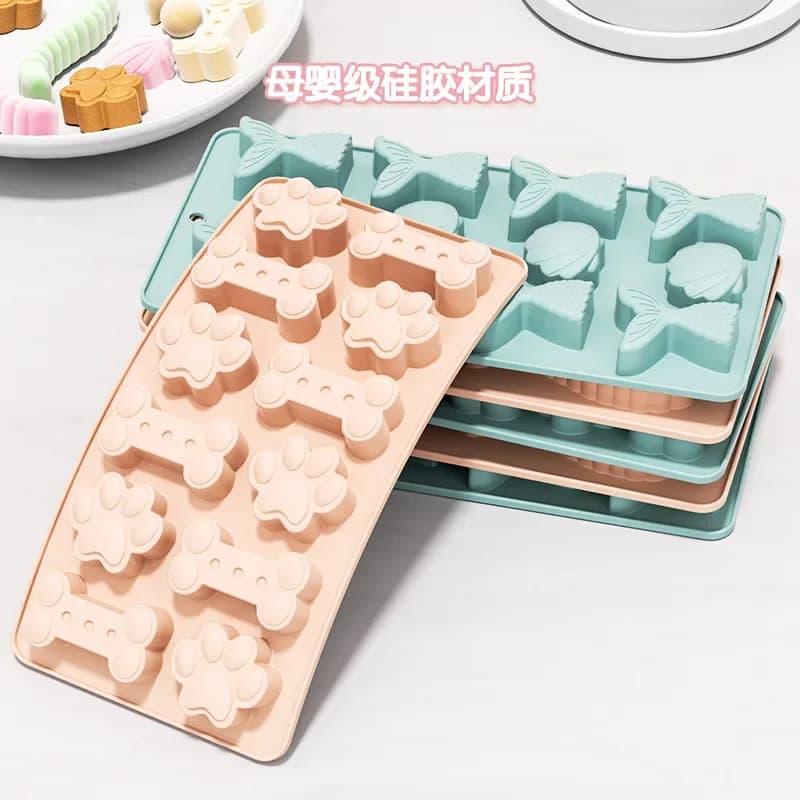Stampo per torta in Silicone per animali domestici osso di pesce bruco impronta di cane stampo per cioccolato stampo per biscotti per animali domestici griglia per ghiaccio fai da te
