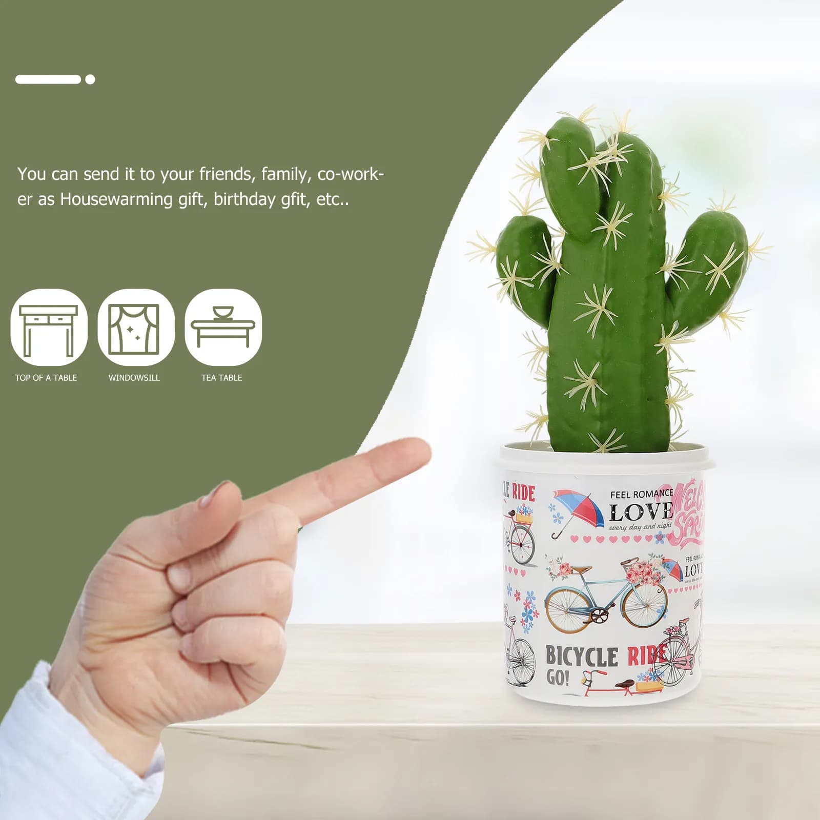 2 PCS Fake Indoor Plants Artificial Cactus Miniature Green Decorations for Home Faux