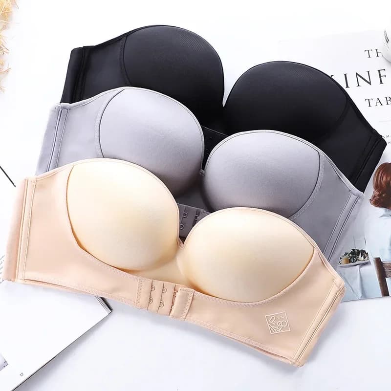 Women's Strapless No Padding Seamless Front Button Bra Sexy Comfortable Anti Slip Vest Top Women Smooth Push Up Underwear