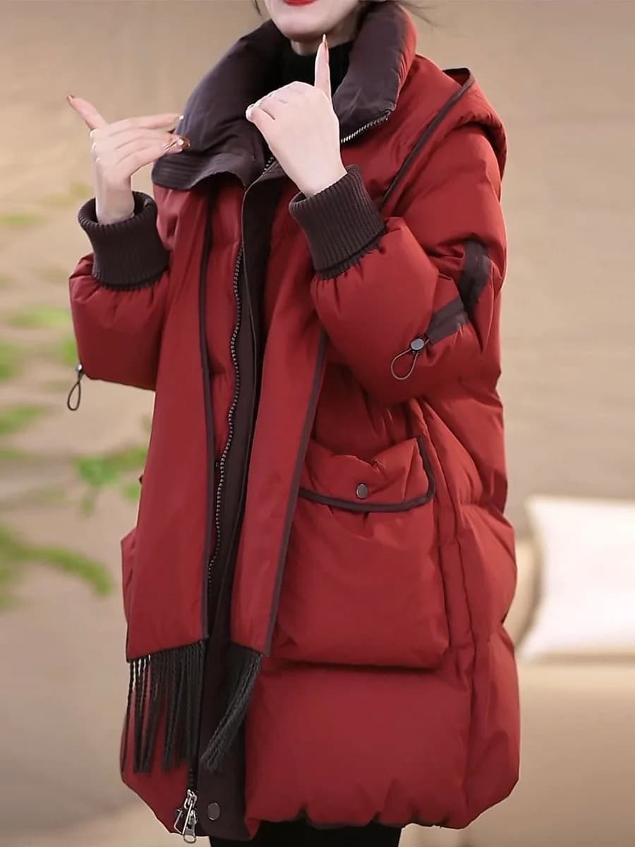 Giacca in cotone con cappuccio staccabile, taglia larga, calda, che nasconde le imperfezioni, nuova collezione invernale, moda donna