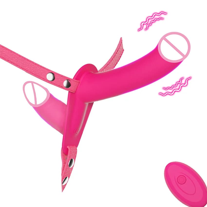 Doppio pene vibratore cinturino a doppia estremità su imbracatura elastica cinturino su dildo giocattoli adulti del sesso per coppie di donne dildo anali morbidi
