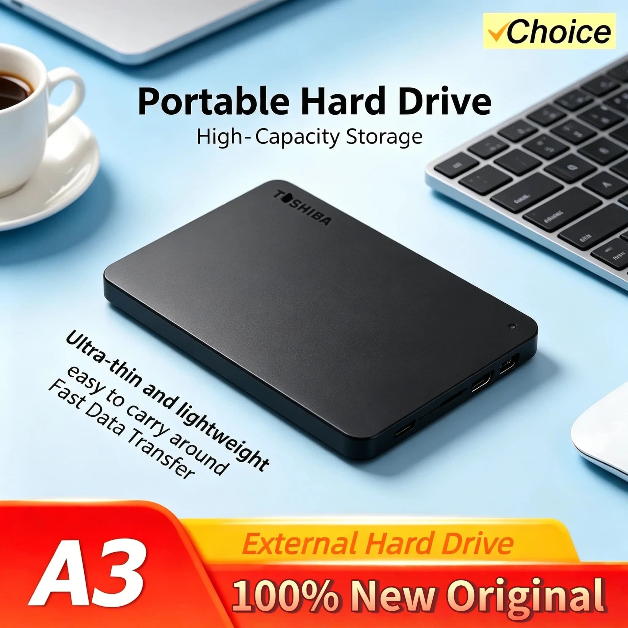 500GB 1TB 2TB For Toshiba OEM A3 Expansion USB3.0 External HDD 2.5 Inch Portable Hard Disk Drive Box Storage Compact Pro Max