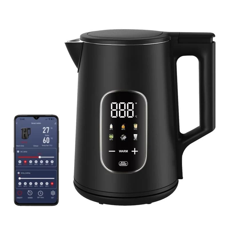 New 1.7L digital stainless steel shell smart electric kettle Tuya Wifi warm mobile control display teapot