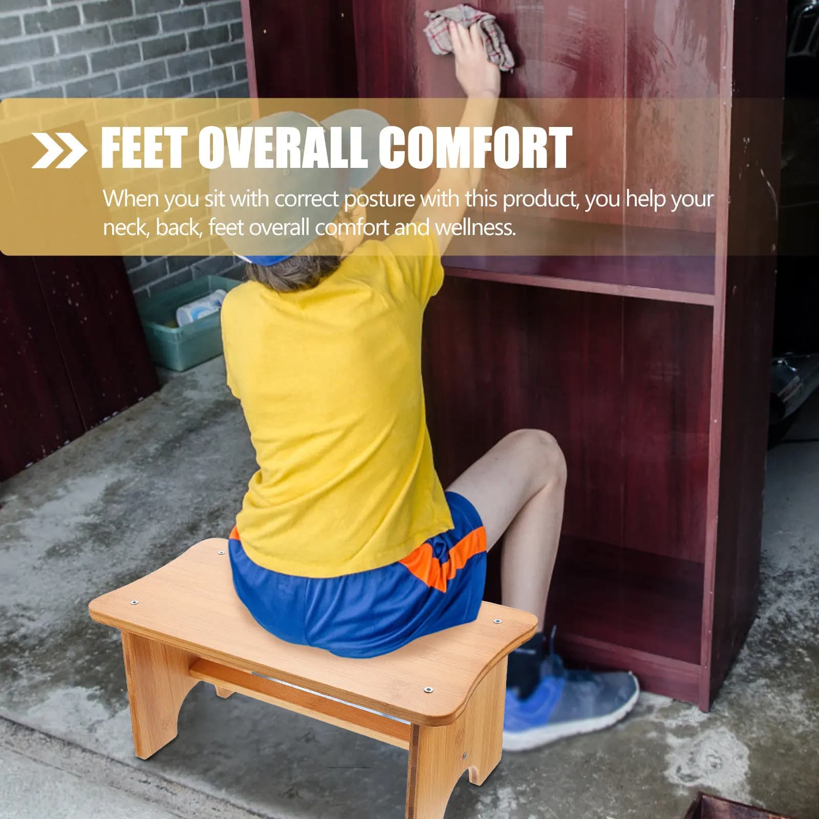 Foot Rest Stool Reasonable Size Wooden Footstool for Office Home Sofa Comfortable Feet Support Non Slip Foot Stool