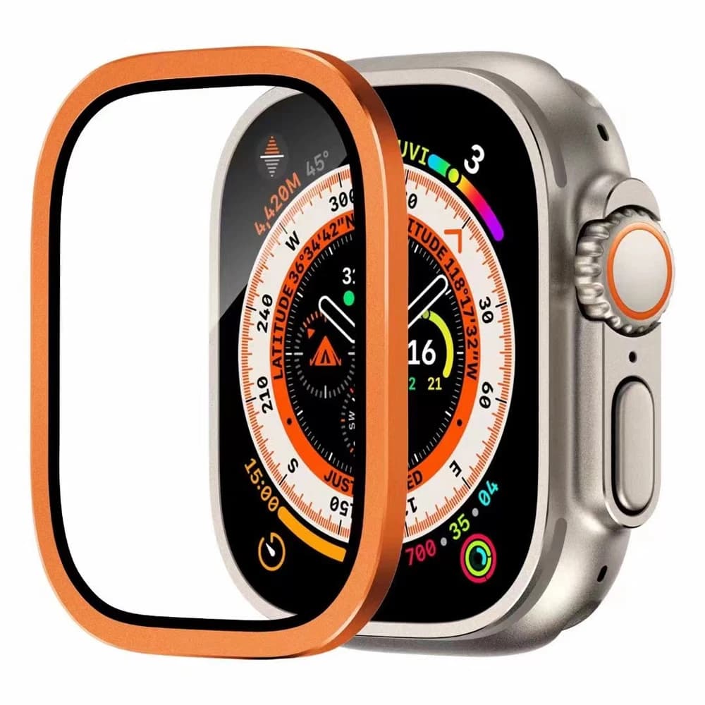 Proteggi schermo in vetro temperato per Apple Watch Ultra 49mm Struttura in metallo con pellicola antigraffio per accessori iWatch Ultra 3 2 1