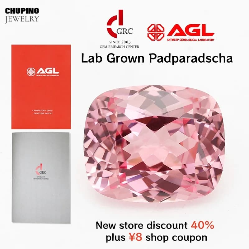 Hot Sale Rectangle Cushio Cut Lab Grown Padparadscha 2.0-5.3ct Czochralski With Certificate For Necklace Earrings Jewelry Making