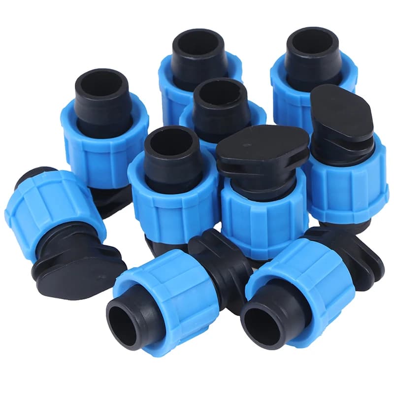 10PCS 16mm Nastro per irrigazione a goccia Tappo terminale Raccordo per tubi Connettori Blocco filettatura