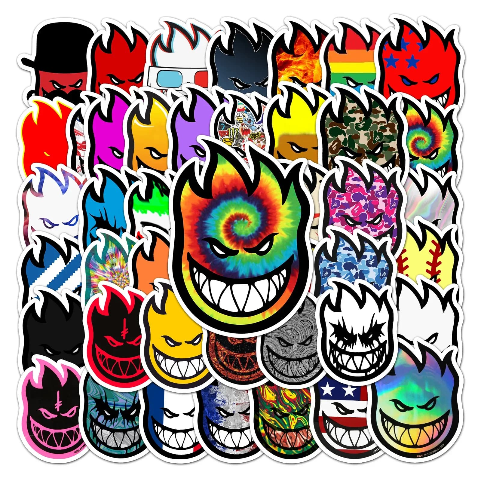 50Pcs Very Cool Spitfire Stickers Skateboard Stickers DIY Stickers Scrapbooking Phone Luggage Skateboard Waterproof Decals