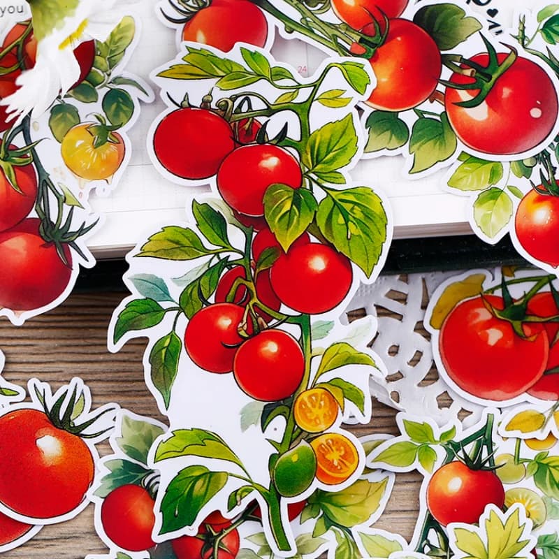 16pcs Cute Tomato Sticker for Journal or Planner Decoration, Waterproof and Artsy Stationery Set scrapbooking