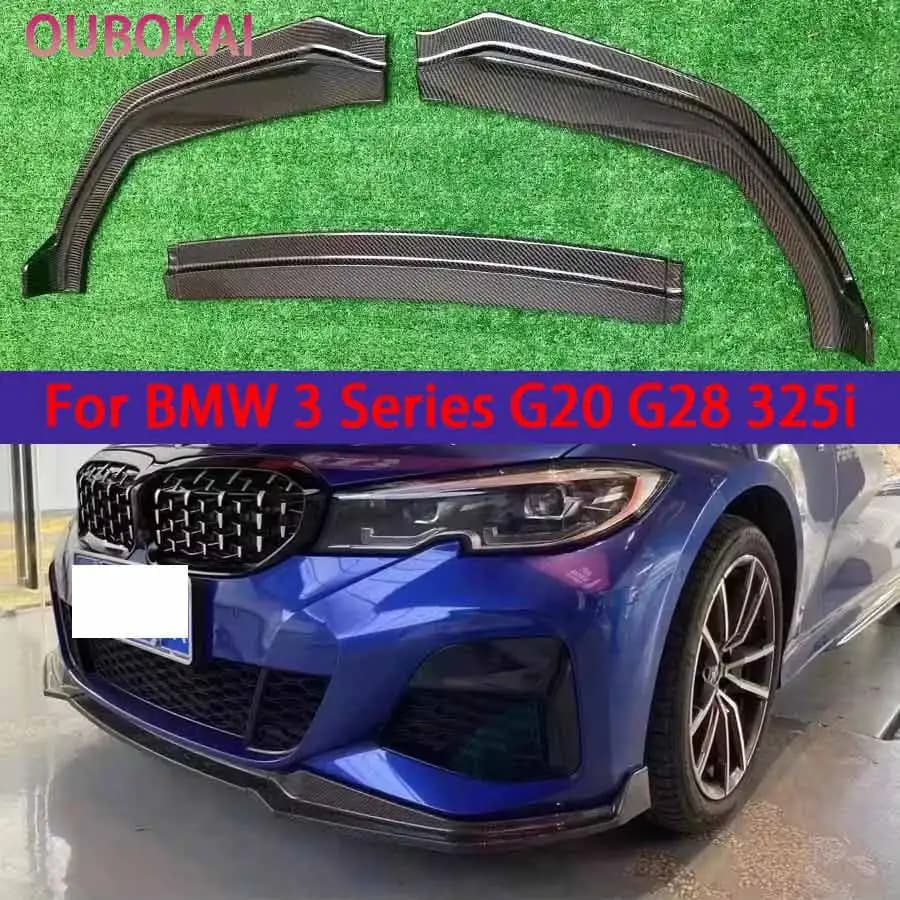 For BMW 3 Series G20 G28 325i 2019-2022 Carbon Fiber Car Front Bumper Diverter Spoiler Diffuser Front lip chin MP style body kit