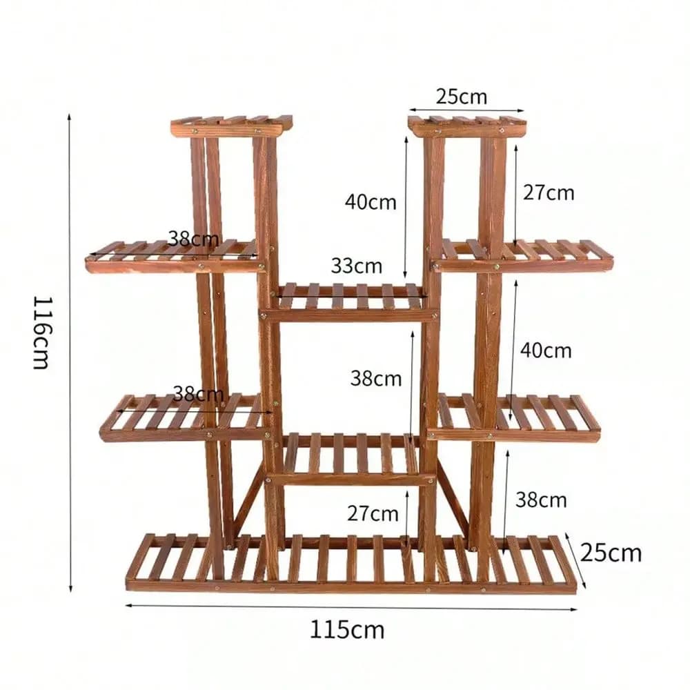 Espositore per Piante a 6 Livelli, Scaffale in Legno per Interni, Supporto per Vasi da Fiori, Scaffali da Giardino, Espositore Multilivello per Piante 115x25x116cm