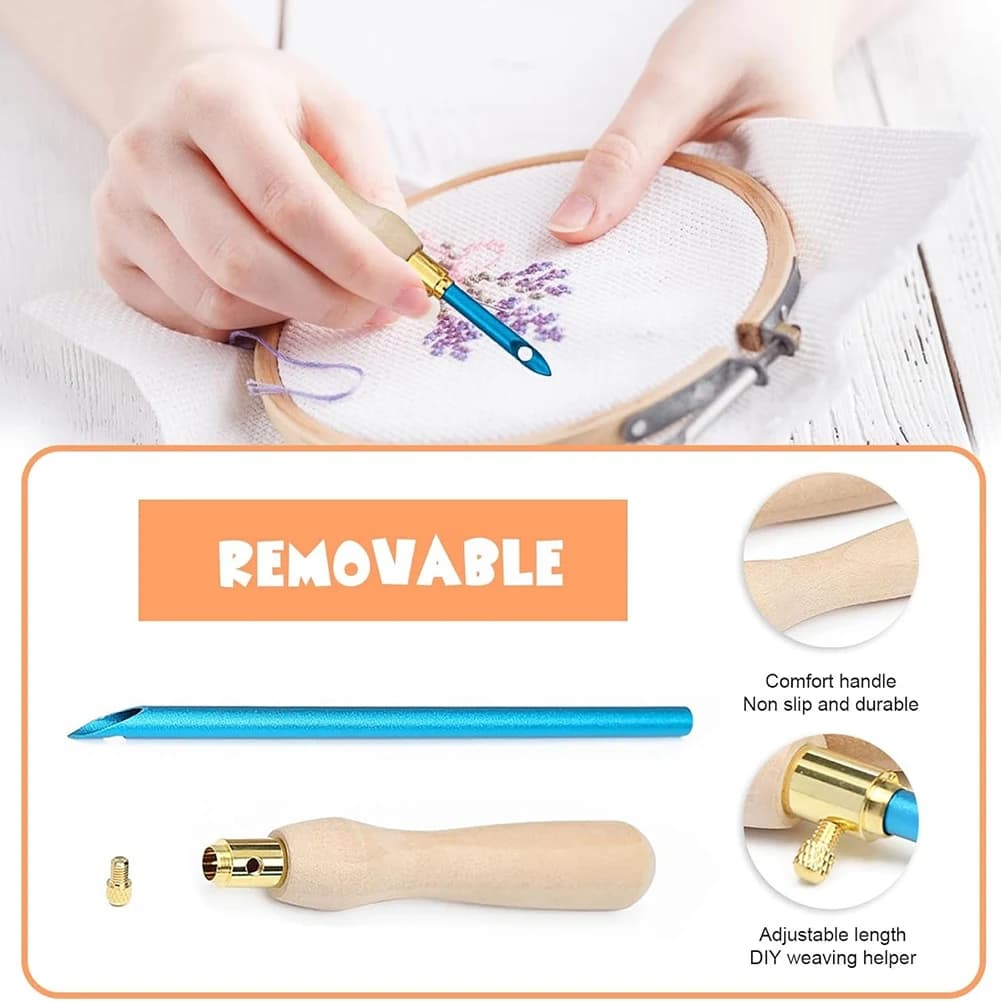 ABRE-35 Pieces Punch Needle Set, Punch Needle Embroidery Kit, Adjustable Punch Needle Tool For Adult Beginners