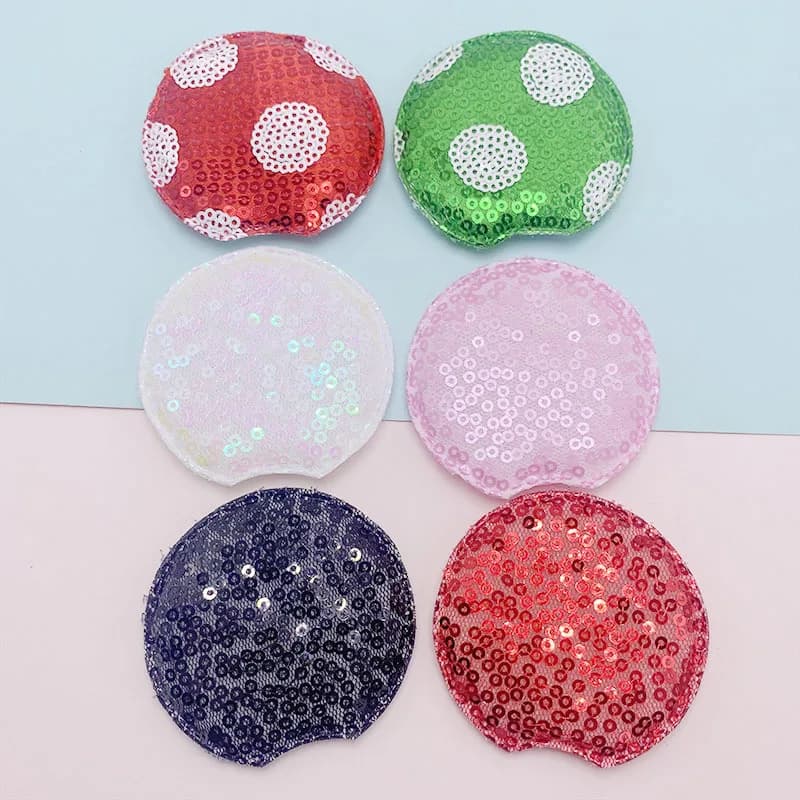 24 pz 6CM due lati paillettes Cat Ear Appliques imbottite per bambini cappello cucito fai da te fascia per capelli Clip accessori patch