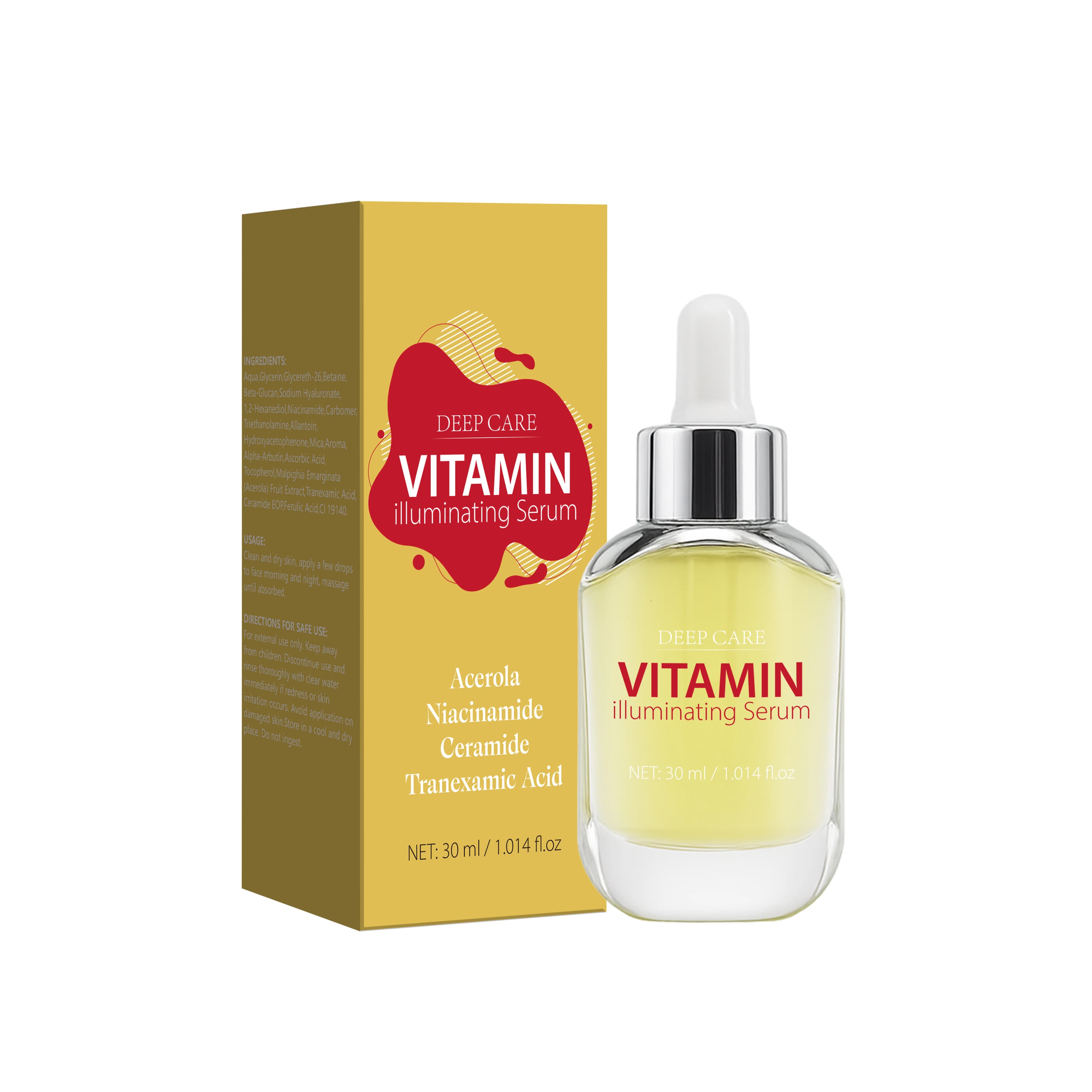 30ML Vitamin Illuminating Serum for Women Brightening Vitamin C Serum with Niacinamide Deep Moisturizing Brightens Skin Tone