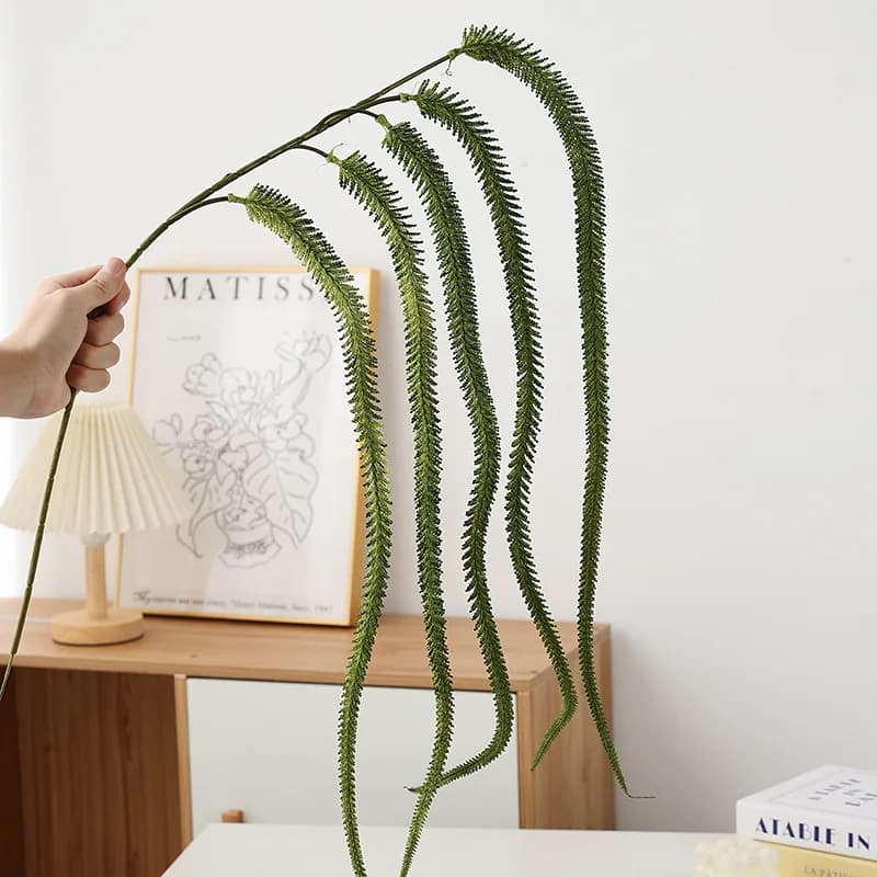 4 pcs 1.25 m Simulation 5-free Fox Coil Plastic Coil Flower Finto Plant Restaurant Decoration Artificial Flower Green Plants