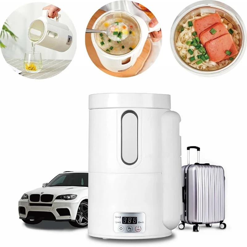 Electric kettle from 0.8 liters for cars and trucks 12V/24V, portable cup to keep warm soups, porridge, stews, noodles, ideal for travel and home use.