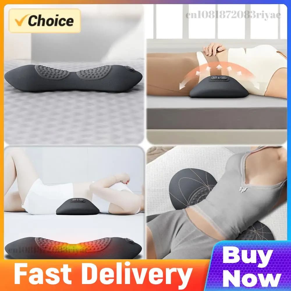Cuscino Elettrico 3 in 1 per Supporto Lombare con Altezza Regolabile, Massaggiatore Schiena con Calore, Cuscino di Supporto per la Parte Bassa della Schiena