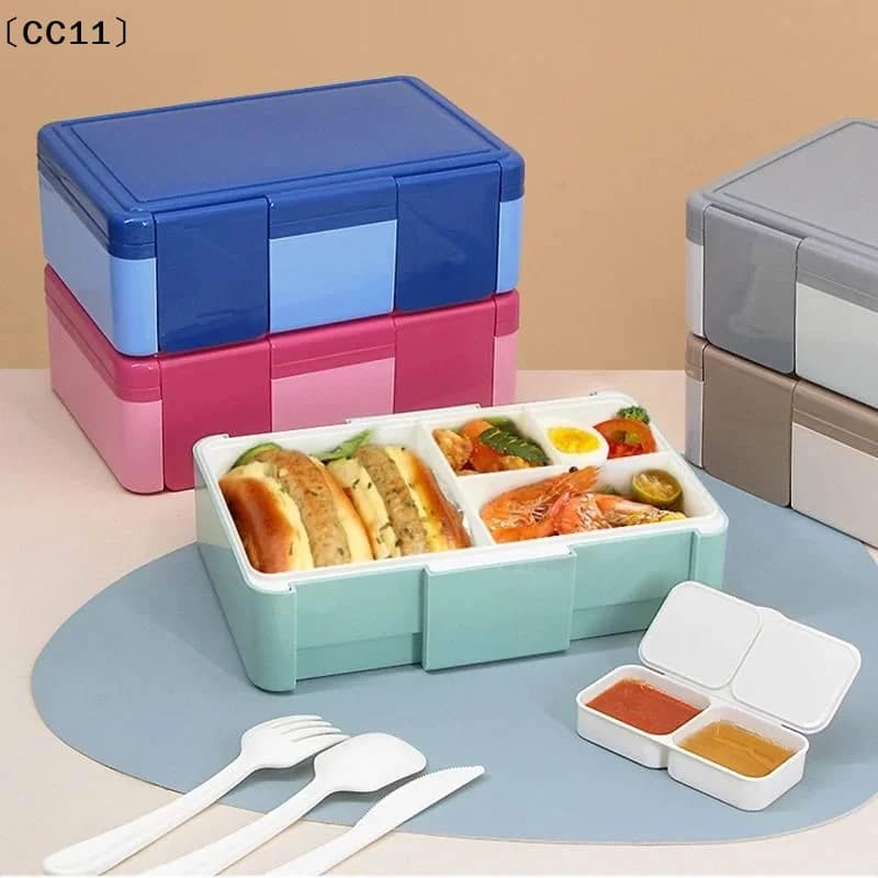 Contenitore per il pranzo sigillato con cucchiaio e forchetta, bento box per bambini adatto al microonde, contenitore per la conservazione degli alimenti