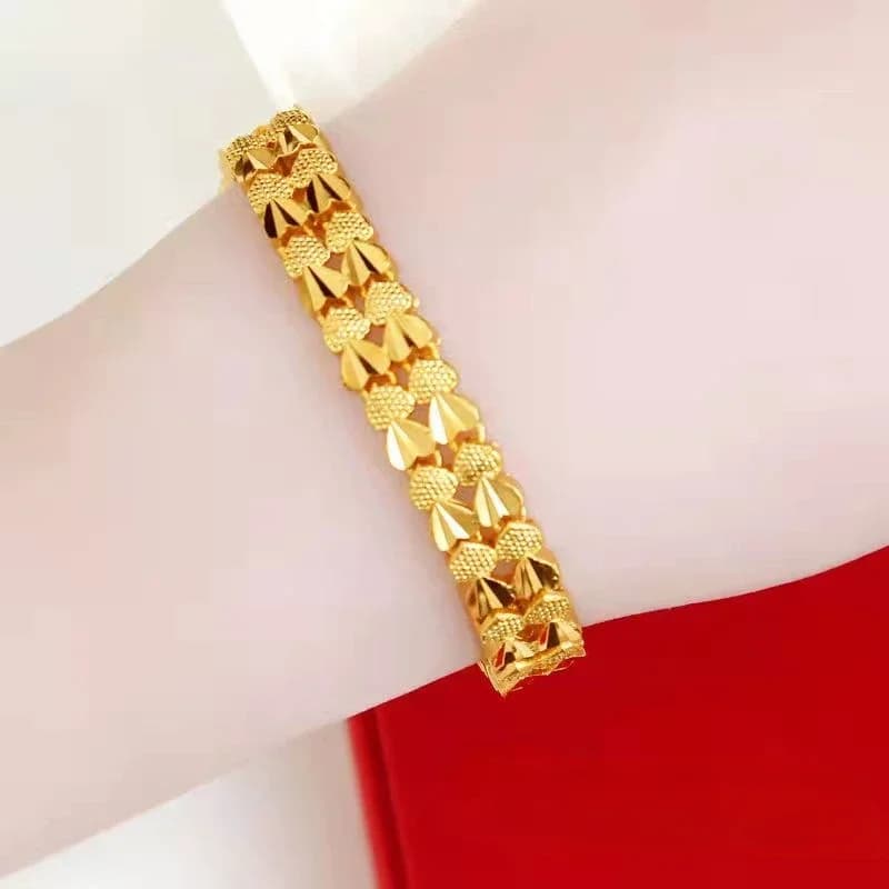 Bracciale in oro placcato femminile placcato in oro puro Golden Love Lucky Bead Doppel Herz Phoenix Tail Farfalla Bangle Jewelry