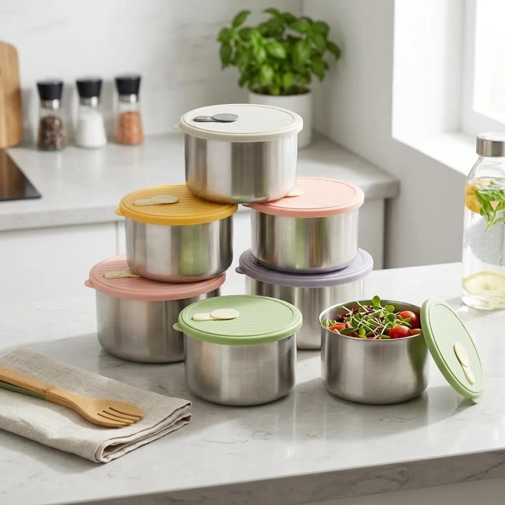 Refrigerator Fruit Vegetable Food Storage Box 304 Stainless Steel Food Storage Container Large Capacity Sealed Fresh-keeping Box