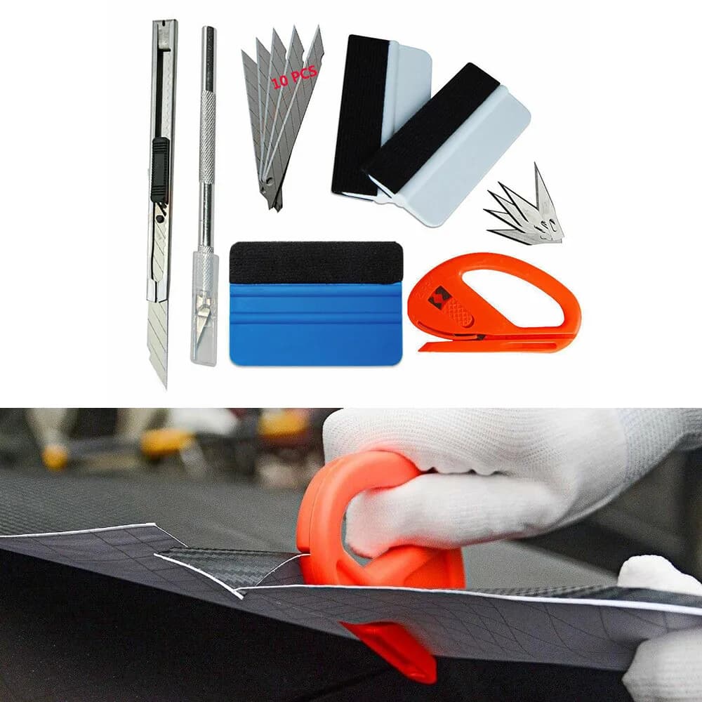 Complete Car Vinyl Wrapping Tool Set Felt Squeegee Wool Squeegee & Vinyl Cutter Ideal for professionals and enthusiasts