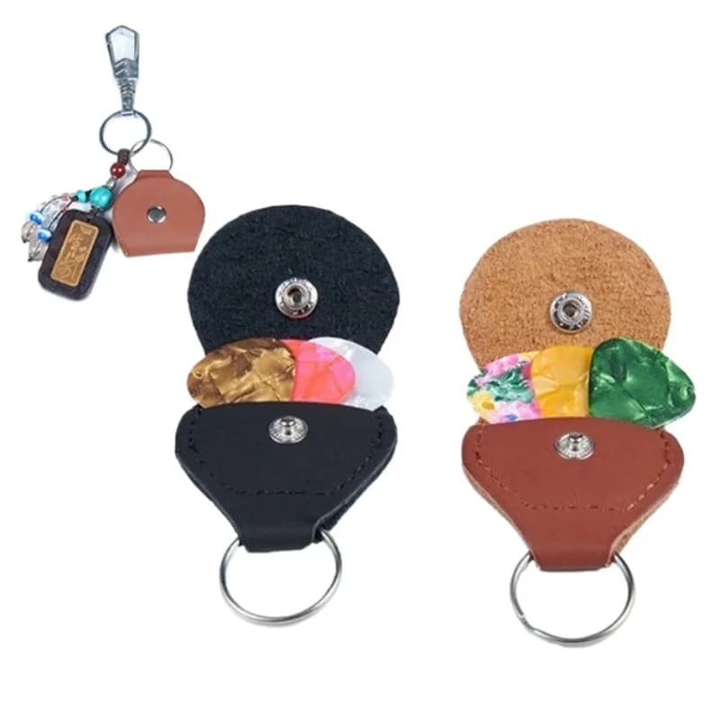 1 set custodia per plettro per chitarra custodia per plettro per chitarra in pelle PU con 4 pezzi ciondolo portachiavi per plettri per studenti di musica