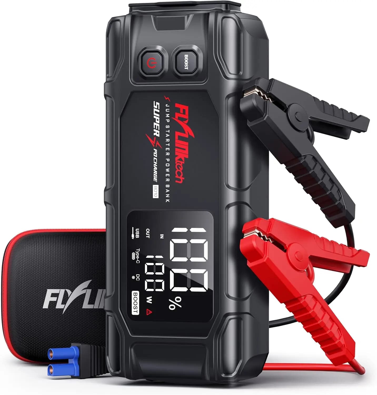 Avviatore di emergenza per auto 8000A Peak 26800mAh per tutti i gas o diesel da 12 litri, 12 V con ricarica rapida PD65W e luce LED da 600 lumen