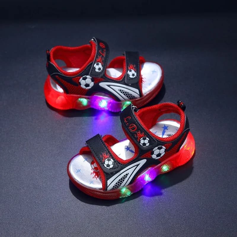 Brilliant Soft Bottom Sandals for Kids Lightweight LED Shoes for Kids Children's Sandals with Light Children's Bright Beach Shoes