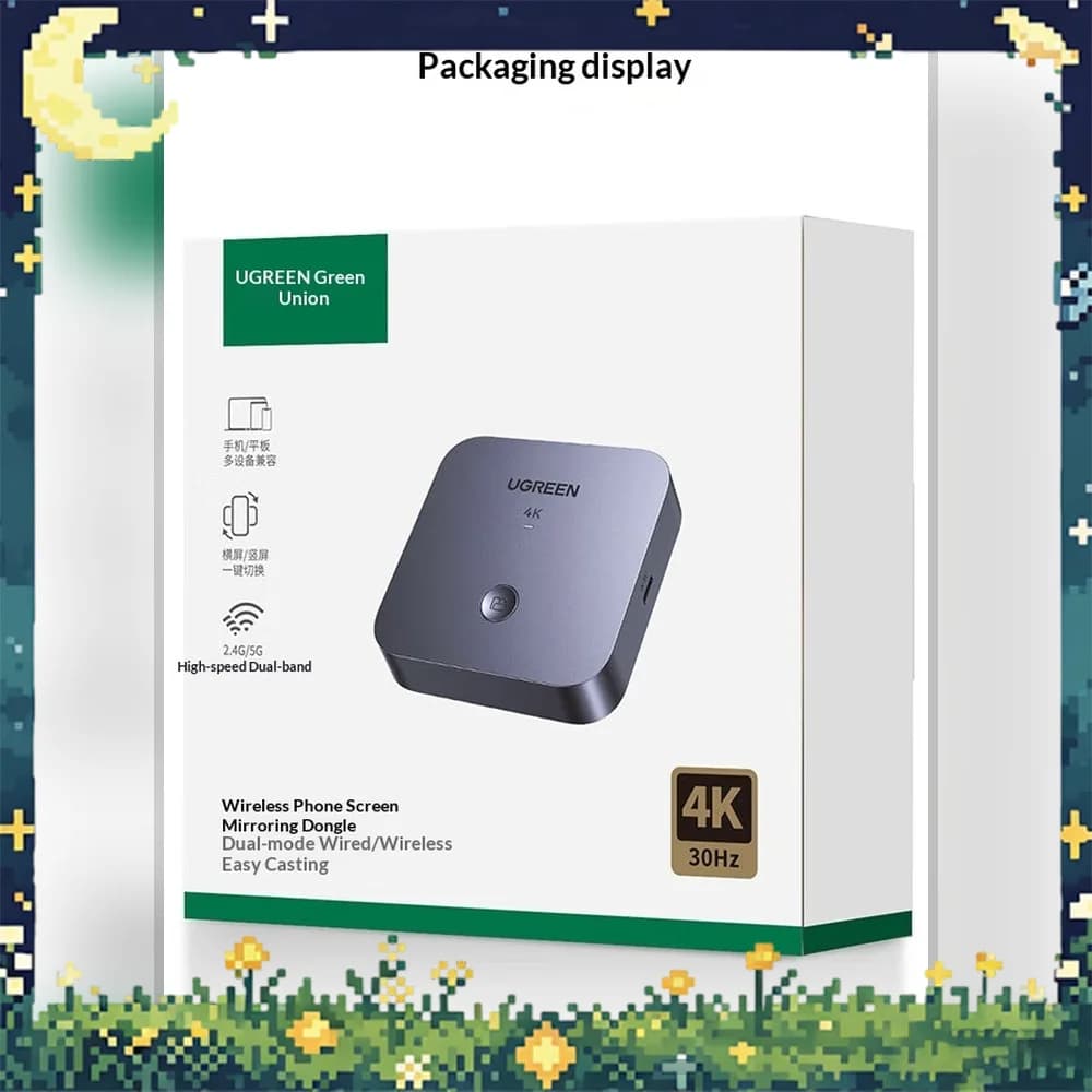 UGREEN CM703 4K Wireless HDMI Display Adapter Screen Mirroring Receiver for Phone Laptop TV Projector Monitor