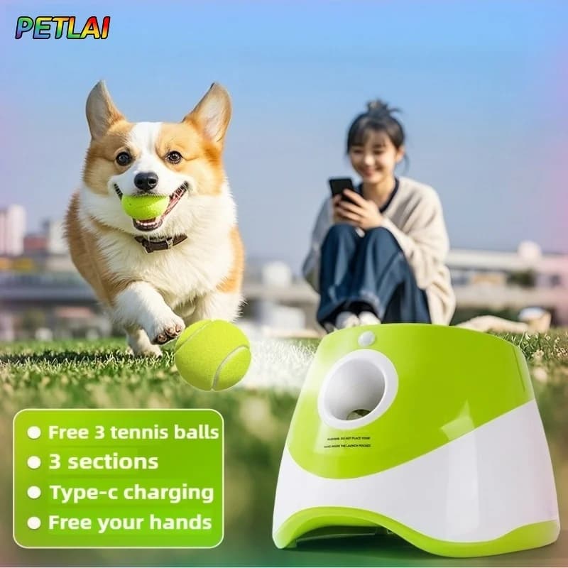 Lanciatore da tennis giocattolo da tennis per cani lanciatore da tennis elettrico automatico a mani libere lanciatore elettrico ricaricabile per addestramento del cane da passeggio interattivo