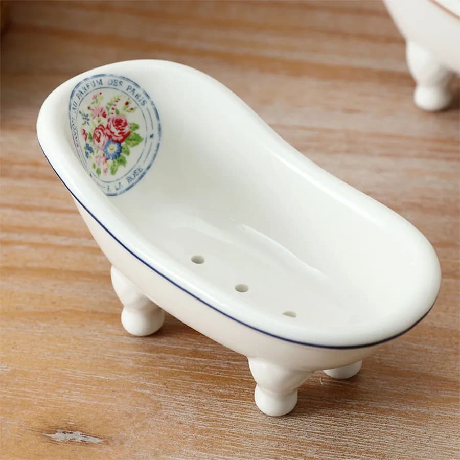 Portasapone drenante creativo in stile nordico e portasapone in ceramica – Ideale per vasche da bagno e lavandini